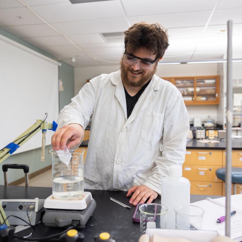 Student doing chemistry